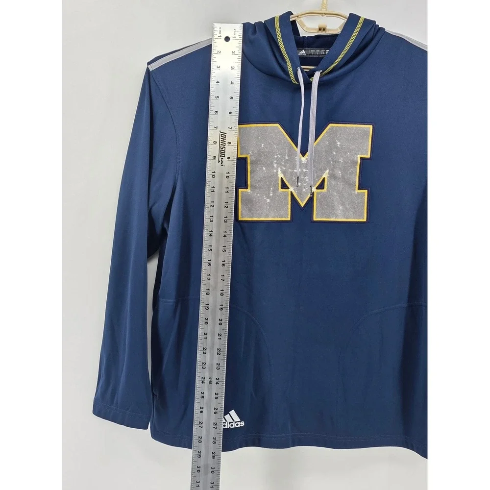 Adidas Mens Large L Michigan Wolverines Hoodie Navy Blue Distressed Logo Vintage